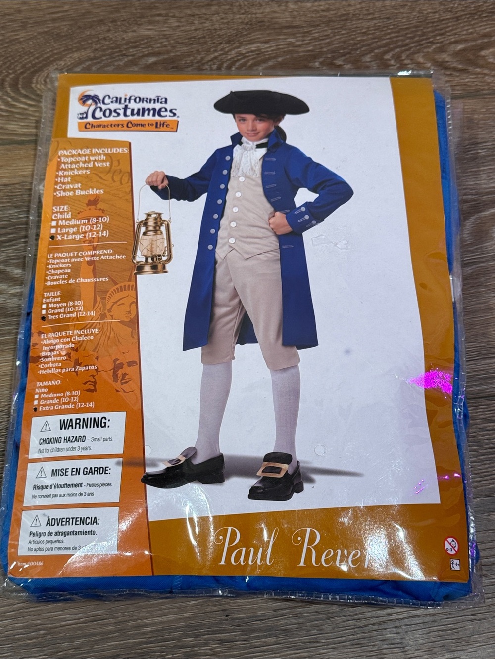 California Costume Paul Revere Colonial Size XL
